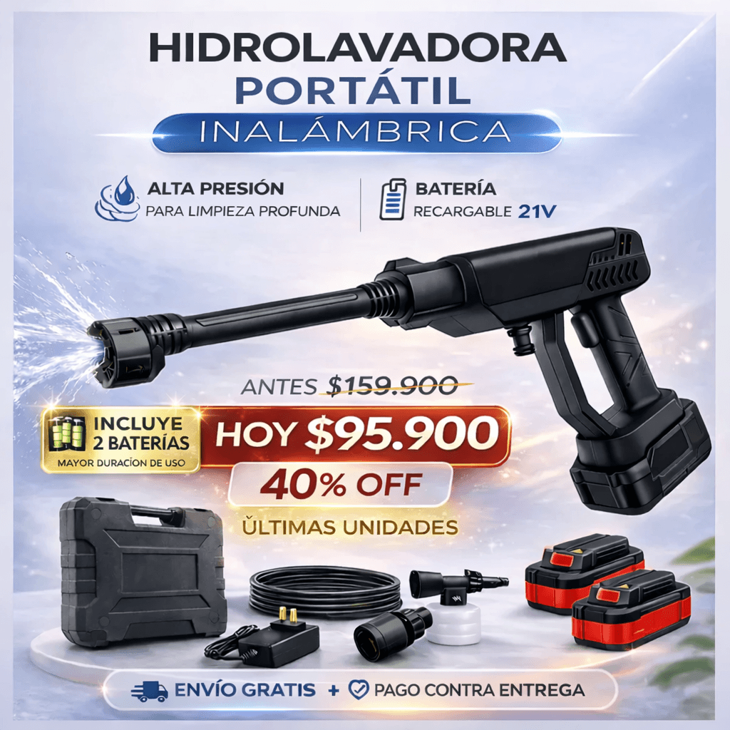 GRAN OFERTA CGP™ Hidrolavadora Portátil Inalámbrica 48V con 2 Baterías