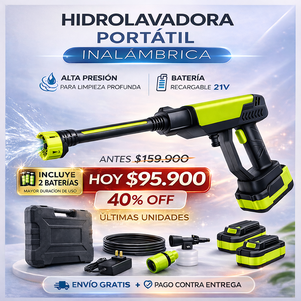 GRAN OFERTA CGP™ Hidrolavadora Portátil Inalámbrica 48V con 2 Baterías