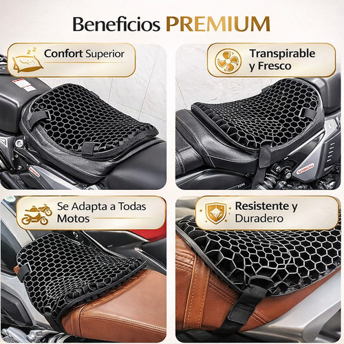 GelRide™ Ortopédico – Cojin Premium para Moto