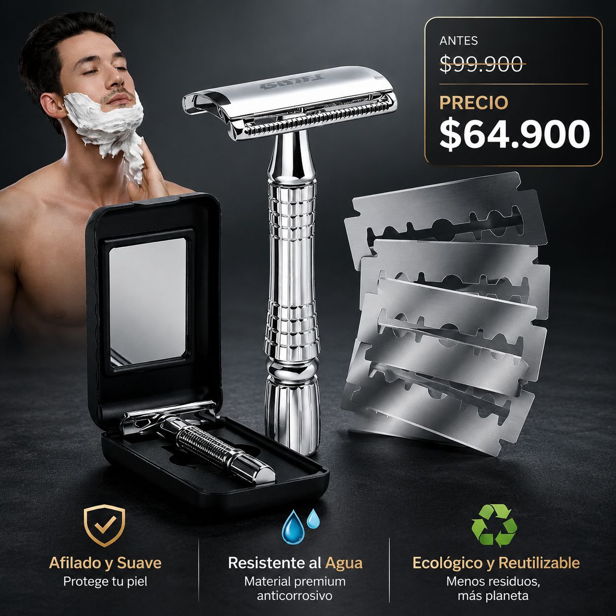 GRAN OFERTA LuxBlade™ | Kit Premium de Afeitado en Acero Inoxidable